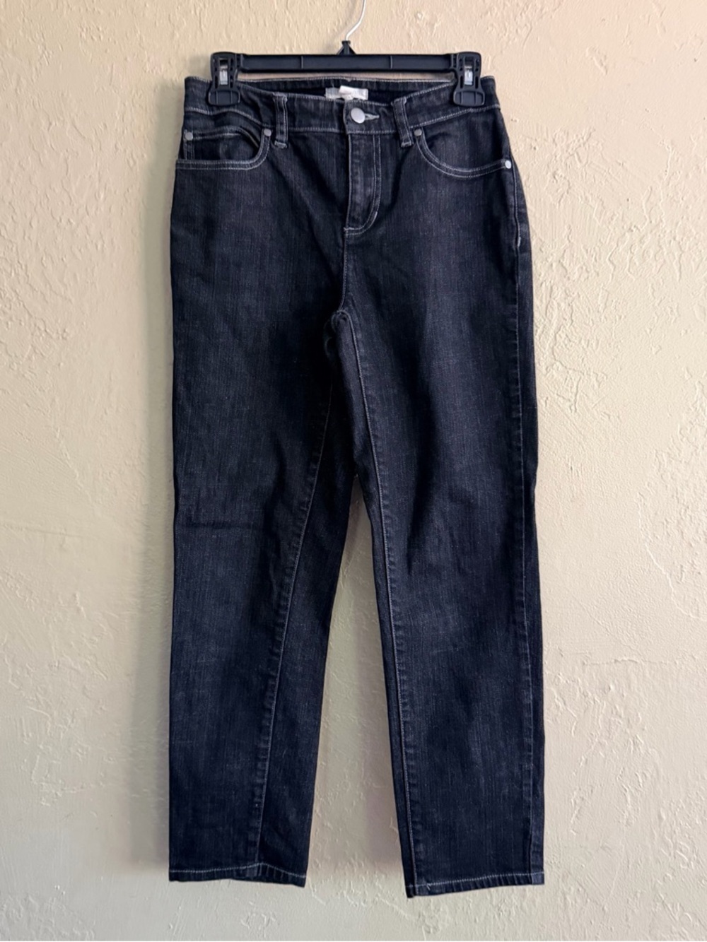 Eileen Fisher Black Denim Jeans with Button Detail